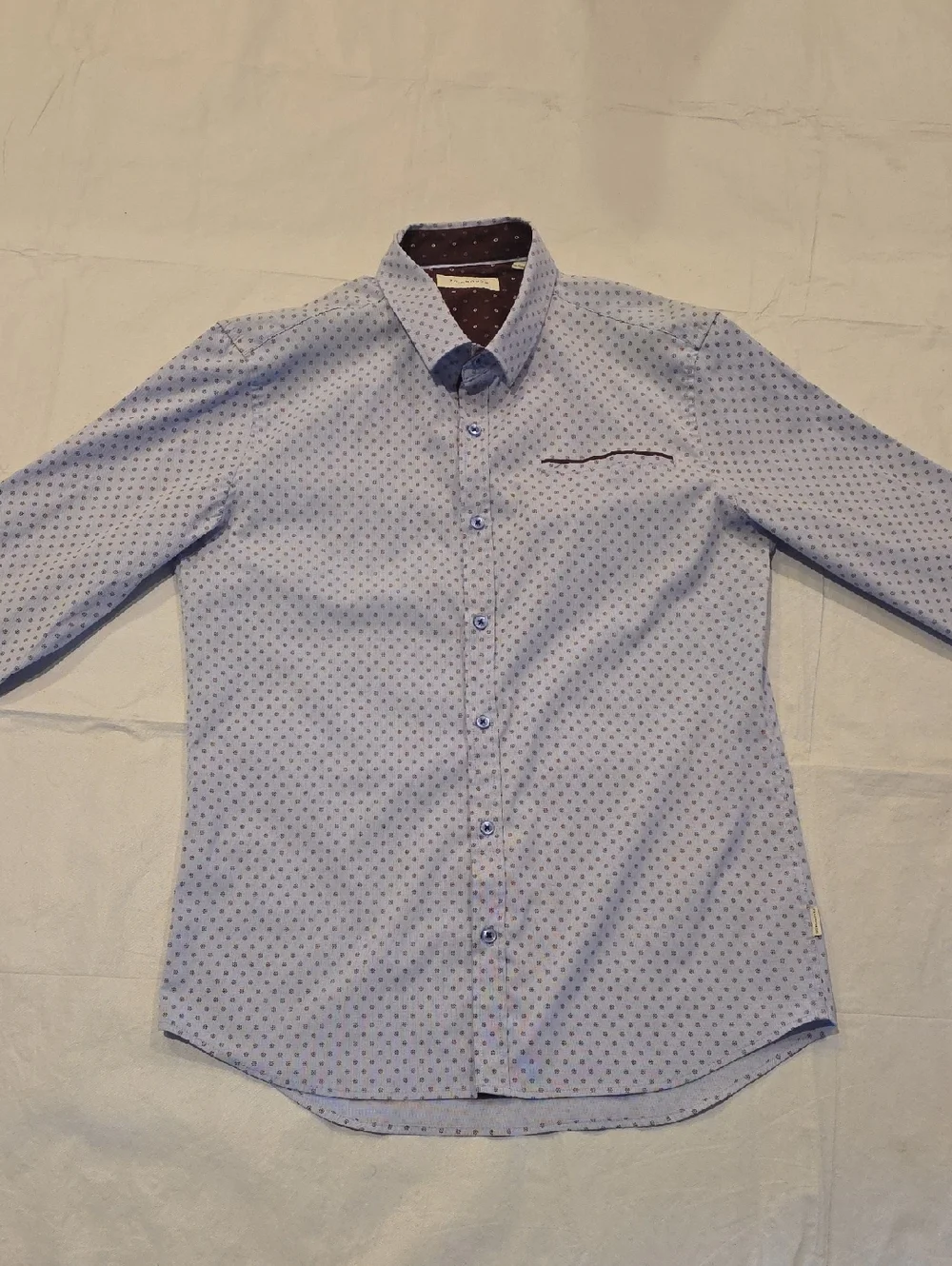 7 Diamonds Lavender Stretch Button-Down with Wine Contrasting Trim Flip Cuffs M - Picture 4 of 9